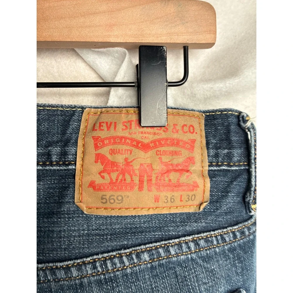 Levis 569 Loose Straight Leg Jeans Mens 36x30 Blue Denim Medium Wash 00569-0041